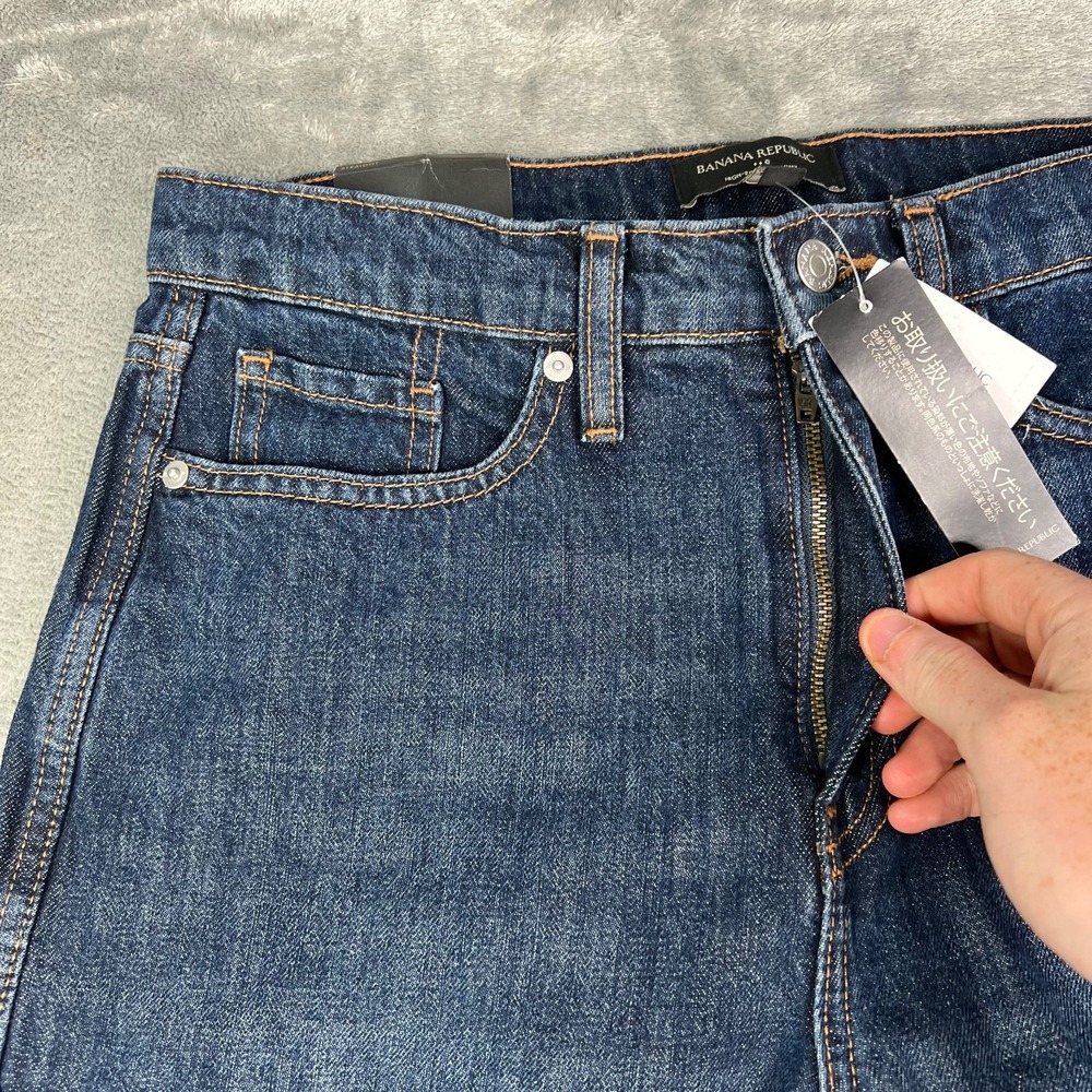Banana Republic Jeans Womens 30 Blue High Rise Curvy Straight‎ Leg Dark Wash NWT - Picture 6 of 16